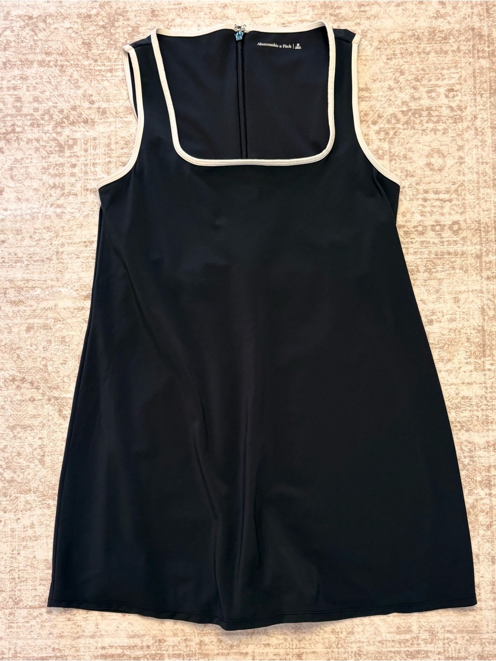 A&F Black Sleeveless Square-Neck Skort Dress with White Trim